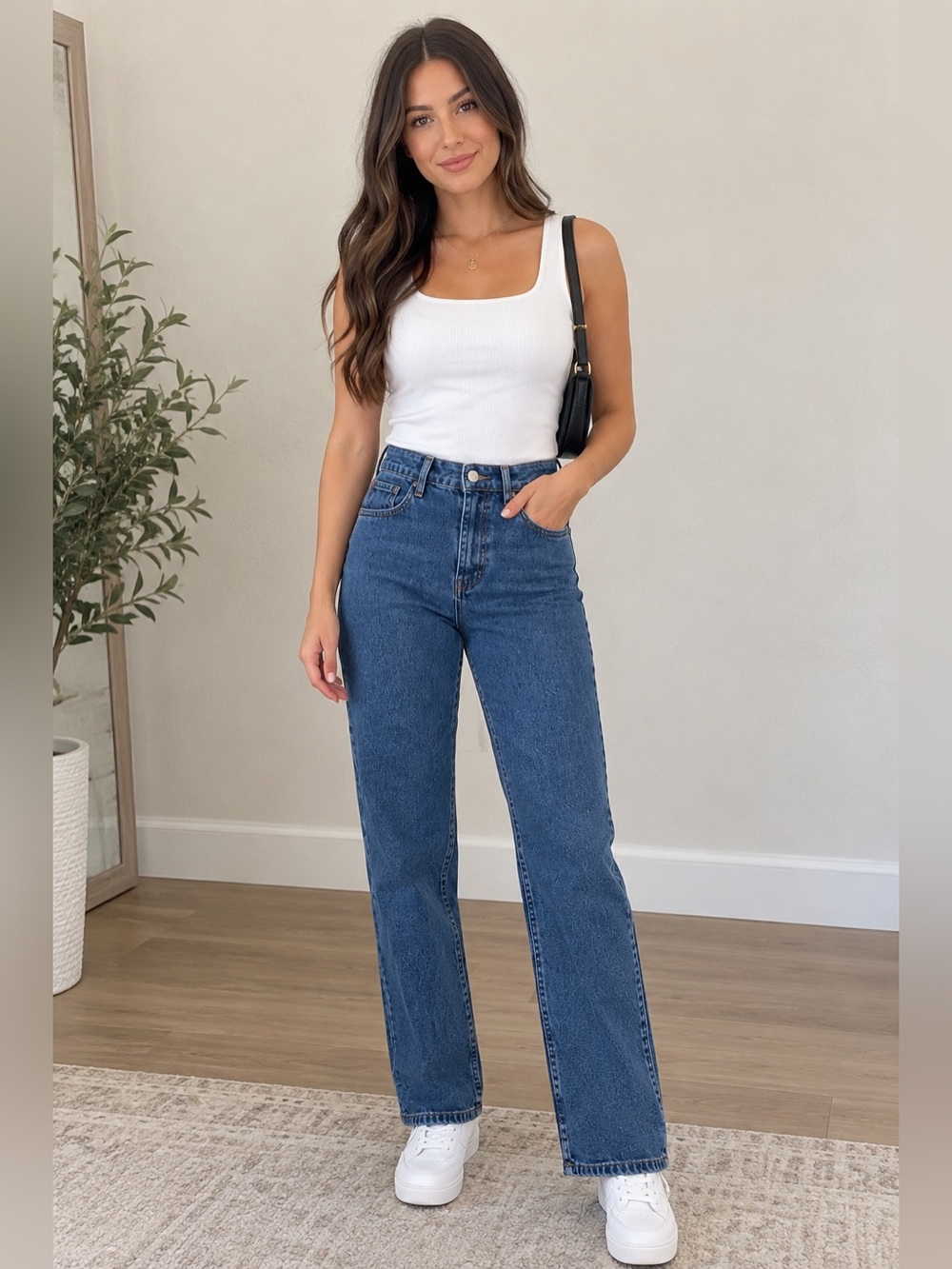 Sezane Denim High Rise Straight Leg Button Fly Cotton Stretch Sz 40 Blue